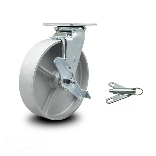 8 Inch Semi Steel Caster with Ball Bearing and Brake/Swivel Lock